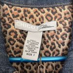 Chico's dark denim jacket leopard print cuffs Photo 1