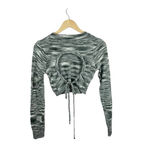 Edikted NWOT Medina Knit Open Back Cropped Sweater in Grey/White Size L Photo 12