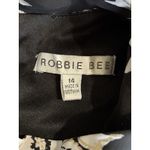 Robbie Bee  Chiffon Blk/Cream Floral Midi Dress Size 14 Lined Tie Back Neck‎ Photo 5