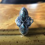 Natural White Buffalo Royston Blue Horizon Turquoise Sterling Silver Ring Size 9 Photo 2