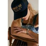Free People Western Bohemian Cowboy Baseball Trucker Hat Marine Navy NWT HTF Photo 6