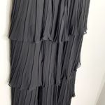 Ganni  Pleated Georgette Flounce Smock Midi Dress Black Womens Size 32 New Photo 7