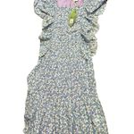 Farm Rio  Tiny Garden Lilac Smocked Short Sleeve Midi Dress Size S Floral New Photo 4