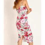 For Love & Lemons  Robin Floral Print Shirred Satin Midi Dress in Mint Size XS Photo 1