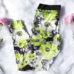 Candie's Green Black Grey Floral Leggings Flower Small S Shiny Abstract Photo 0