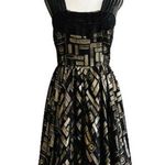 2 B. Rych Dress Black Metallic Gold Silk Chiffon Sleeveless Party Dress Size 6 Photo 0