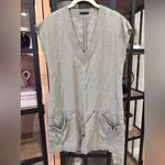 Sisley y2k mini dress vneck olive linen drop hem a Photo 7