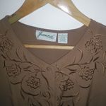 Joanna L Vintage Tan Embroidered Career Top Size L Photo 6