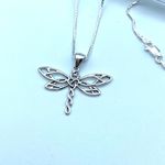Dragonfly Sterling Silver Necklace, Spiritual Silver Photo 1