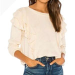 Love Shack Fancy  Sweatshirt Women Small Beige Melanie‎ Ruffle Detail Cropped Boho Photo 0