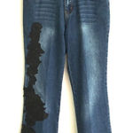 Isabel genuine leather accented boot cut jeans 4 Blue Photo 0