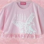 New Skull house Designs Ruffle Tee Pink Size M Photo 2