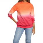 BP . Dip Dye Crewneck Cotton Blend Sweatshirt In Pink orange Dip Dye NWT Small Photo 1