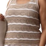 LC Lauren Conrad  Sweater Tank 4X Plus Pointelle‎ Knit Scoopneck Tan White Stripe Photo 0