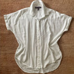 Gloria Vanderbilt  White Button Front Blouse Dolman Short Sleeve Top Size M Photo 0