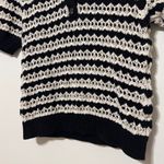 Mango  Crochet Knit Sweater Size Large Short Sleeve Polo Black Cream Photo 4