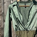 Good times USA Appeal Satin Wrap Bodysuit in Olive Green Size M Photo 7