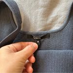 Quince  Cropped Square Neck Ribbed Knit Tank in Blue Gray Size Medium Photo 5