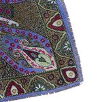 Oscar de la Renta Purple Wool Printed Sparkly Scarf fringe edges 30in Vintage Photo 4