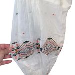 Cost Plus World Market Cream Blouse with Embroidered Sleeves sheer poof Sleeves Size L Photo 3