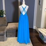 Women’s Blue Prom Party Dress Full Length with Leg Slit 4 **READ DESCRIPTION Photo 4
