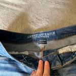 American Eagle  Hi-Rise Shortie Denim Jean Shorts Medium Wash Roll Cuff Size 10 Photo 4