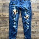 KanCan Womens Jeans Size 7/27 Leopard Distressed Skinny Dark Wash Denim Stretch Blue Photo 0