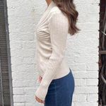 Inc international INC Cream ribbed V-neck knit sweater sz m Photo 1