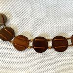 Vintage Unmarked Leather Double Strap Wooden Carved Medallion Disc Waist Belt OS Brown Photo 11