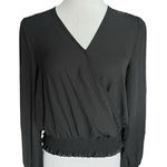 Ultra Flirt NWT Womens  Faux Wrap Black Stunning Peplum Top Blouse - Sz S Photo 0