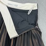 Karen Millen  Shimmer Pleated Skirt Metallic Bronze Black Size 12 Knee Length Photo 8