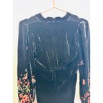 RIXO Black Floral Embroidered Velvet V Photo 5