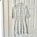 The Shirt Rochelle Behrens White Cotton Blue Floral Ruffle Trim Mini Dress Small Photo 10
