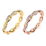 Boutique NEW 14k Gold Plated‎ S925 Simulated Diamond Twist Eternity Band Ring, Size 4 Photo 1