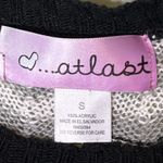 Atlast Sweater Womens Small Black Gray Chevron Open Knit Cropped Short Sleeve Photo 3