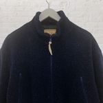 Woolrich Jacket L Vintage Sherpa Fleece Full Zip Navy Blue Cinched Waist Photo 3