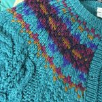 Vintage Jamie Scott Hand Knitted Cardigan Sweater Green Purple Womens Size La Size L Photo 4