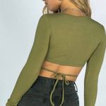 Princess Polly  Mazie Long Sleeve Tie Back Knit Green Cropped Top Size 4 Photo 1