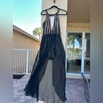 Mac Duggal  Black Beaded Sequin Shorts Maxi Sheer Skirt Gown Size 6 Photo 1