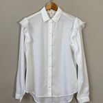 Cloth & Stone NWOT  Anthropologie Ruffle Button Down Shirt Womens XS White Career Photo 1
