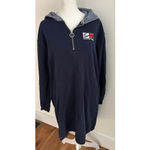 Women's Tommy Hilfiger Denim Navy Hoodie Long Sleeve Dress M Blue Size M Photo 2