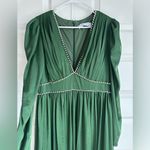 Mac Duggal  55702 Satin Puff Shoulder Rhinestone Encrusted Gown‎ Green 10  NEW Photo 4