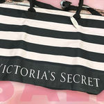 Victoria's Secret  Black and White Striped Tote Bag Photo 0
