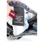 Vintage Y2K 90's Express 7/8 Denim Skirt Corduroy Floral Patches Ruffle Low rise Blue Photo 4