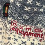 Vintage B.U.M. snowflake pattern grunge oversized button down fleece sweater M Blue Size M Photo 7