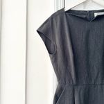 MM.LaFleur Rukmini Grey Split Neck Cap Sleeve Front Slit Sheath Career Dress 8 Photo 4