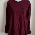 PINK - Victoria's Secret  Long Cut Out Sleeve Top Oversized Burgundy Size Small Photo 9