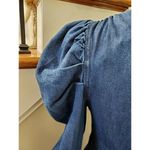 ZARA Women's Blue Denim Cotton V-Neck Balloon Sleeve Knee Length Dress Size XS Photo 6