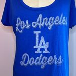 47 Brand LA Dodgers Los Angeles Dodgers blue high low scoop neck T shirt Size medium Photo 4