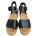 Soludos  “Minorca” Wedge Espadrille Sandals Black Leather Strap Size 9.5 Photo 1